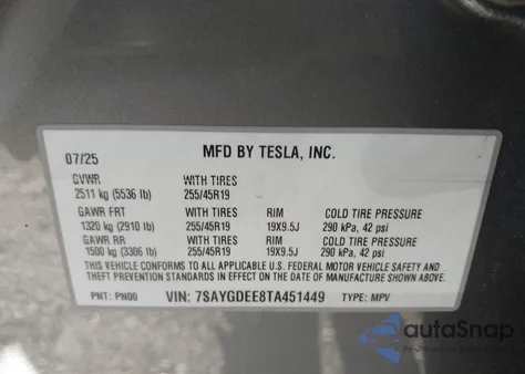 2026 Tesla Model Y Long Range Launch Series/Premium All-Wheel Drive from USA, damaged, VIN 7SAYGDEE8TA451449